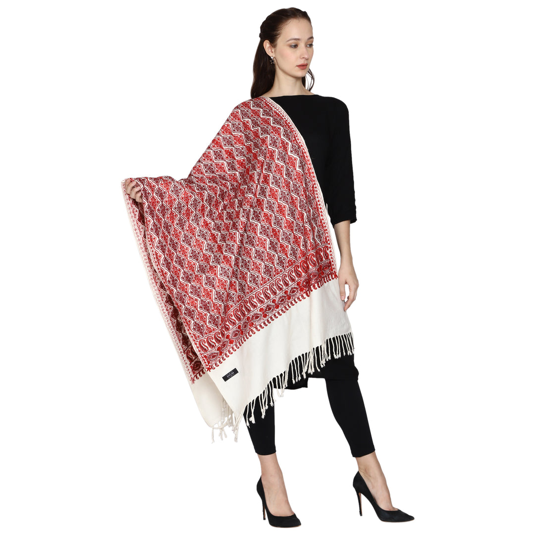 Women's Aari Embroidered Wool Stole