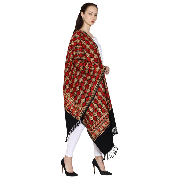 Women's Aari Embroidered Wool Stole