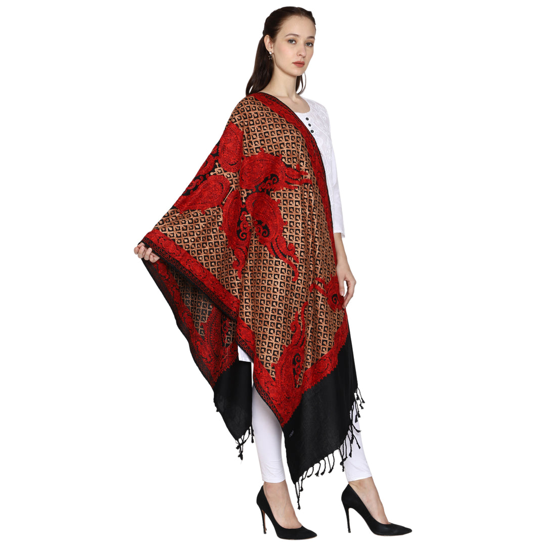 Women's Aari Embroidered Wool Stole