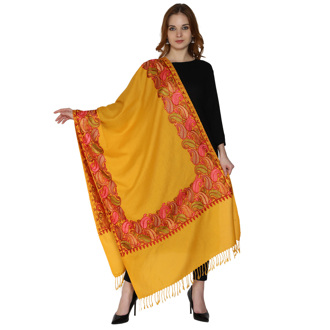 Women's Aari Embroidery Wool Stole