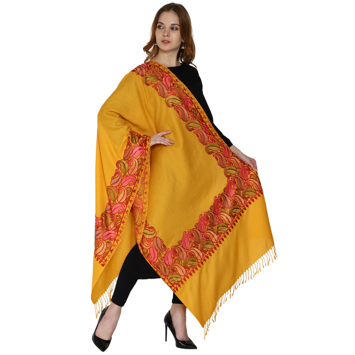 Women's Aari Embroidery Wool Stole