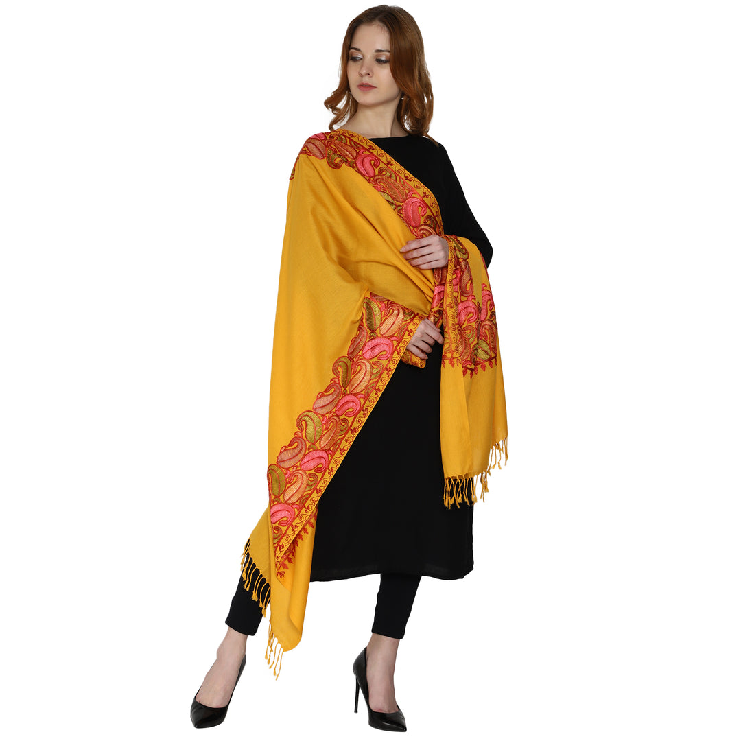 Women's Aari Embroidery Wool Stole