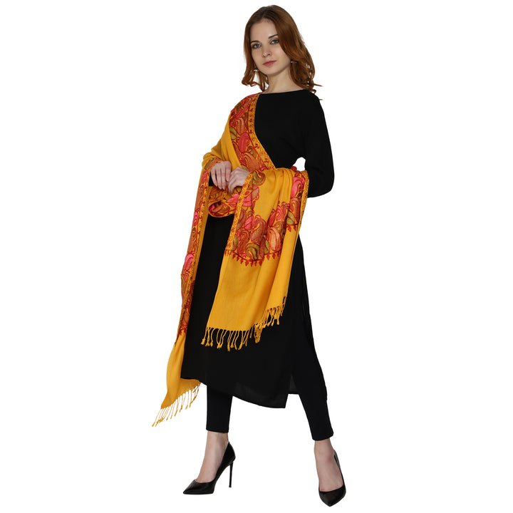 Women's Aari Embroidery Wool Stole