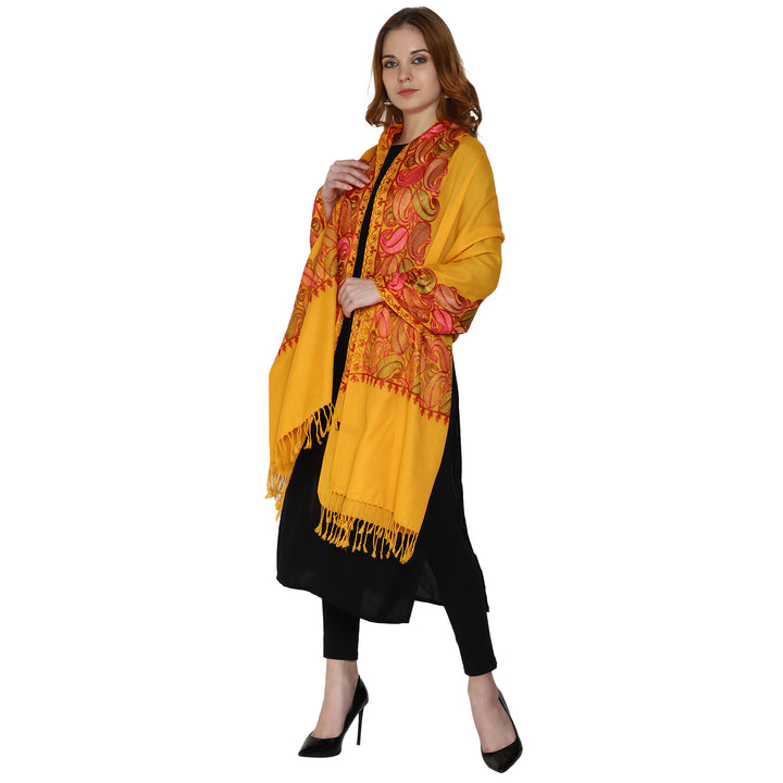 Women's Aari Embroidery Wool Stole