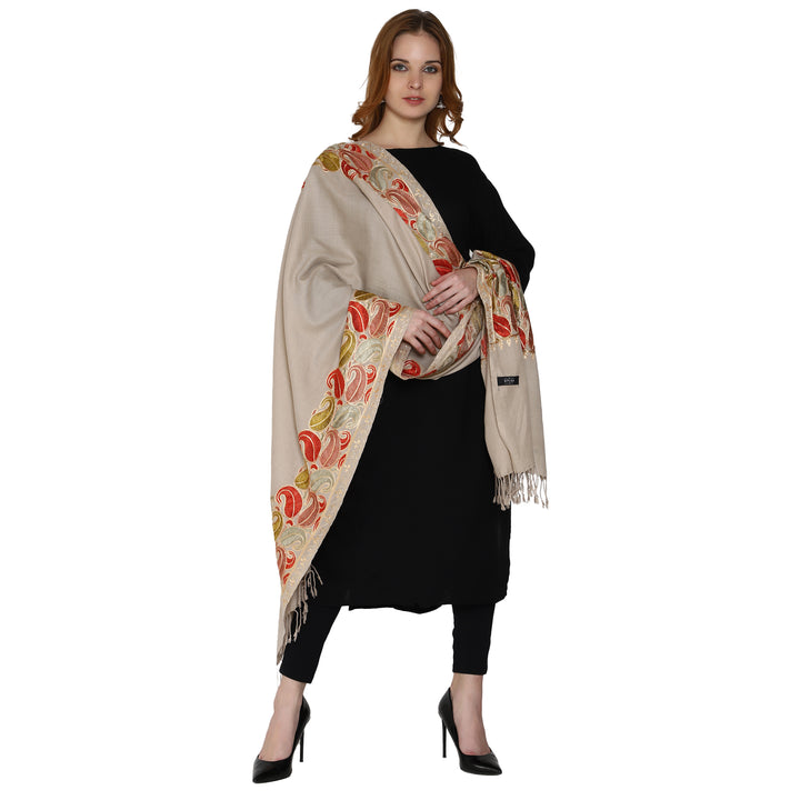 Women's Aari Embroidery Wool Stole