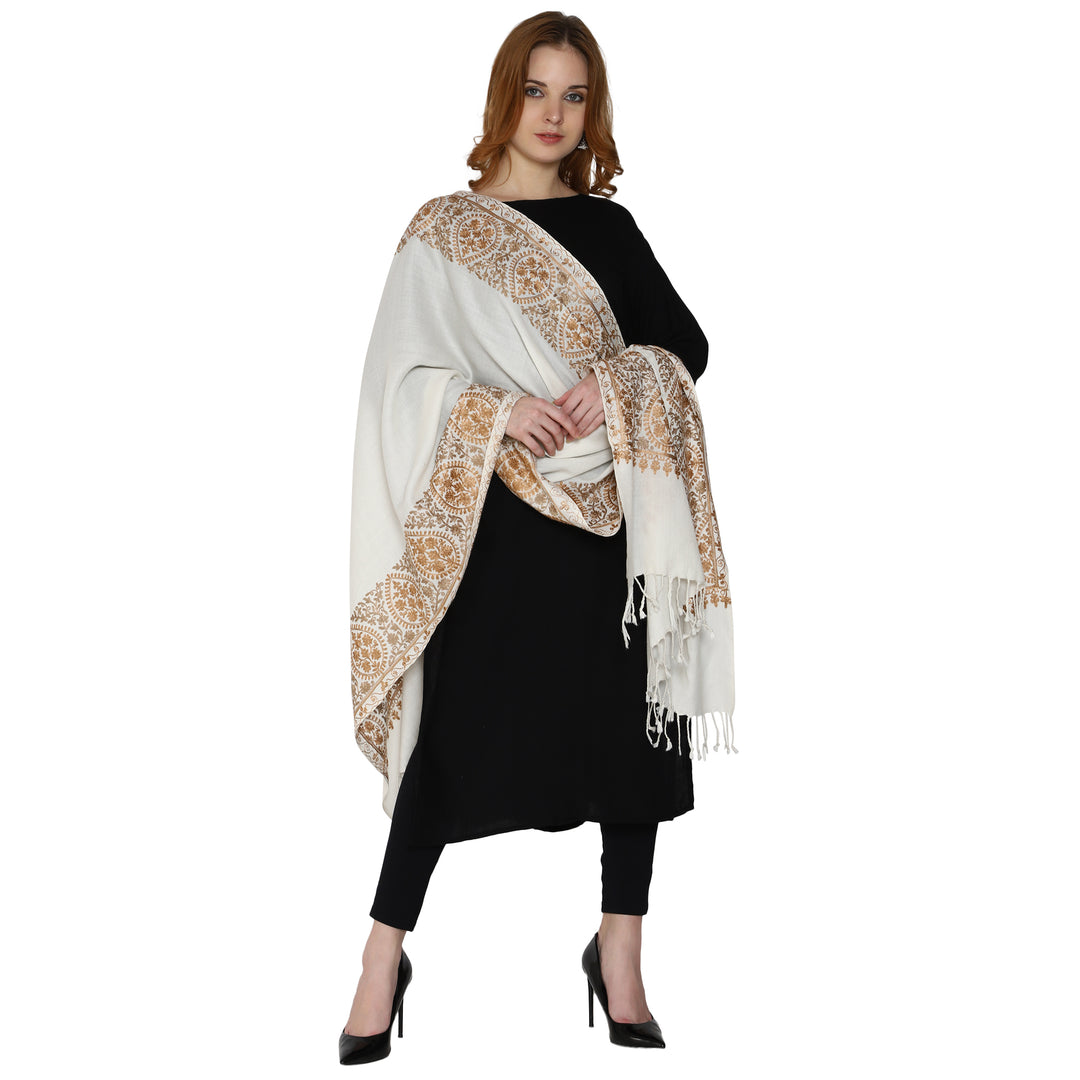 Women's Aari Embroidery Wool Stole