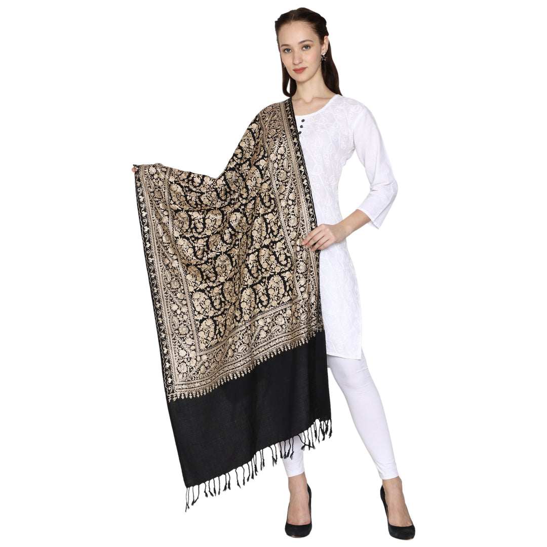 Women's Aari Embroidery Wool Stole
