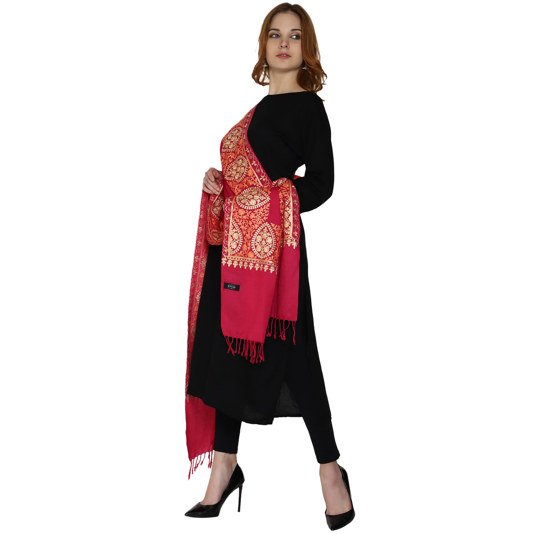 Women's Aari Embroidery Wool Stole