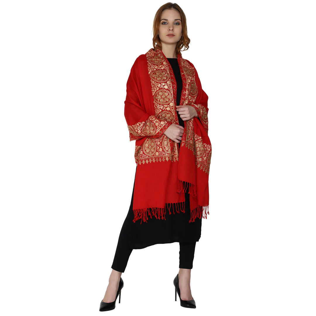 Women's Aari Embroidery Wool Stole