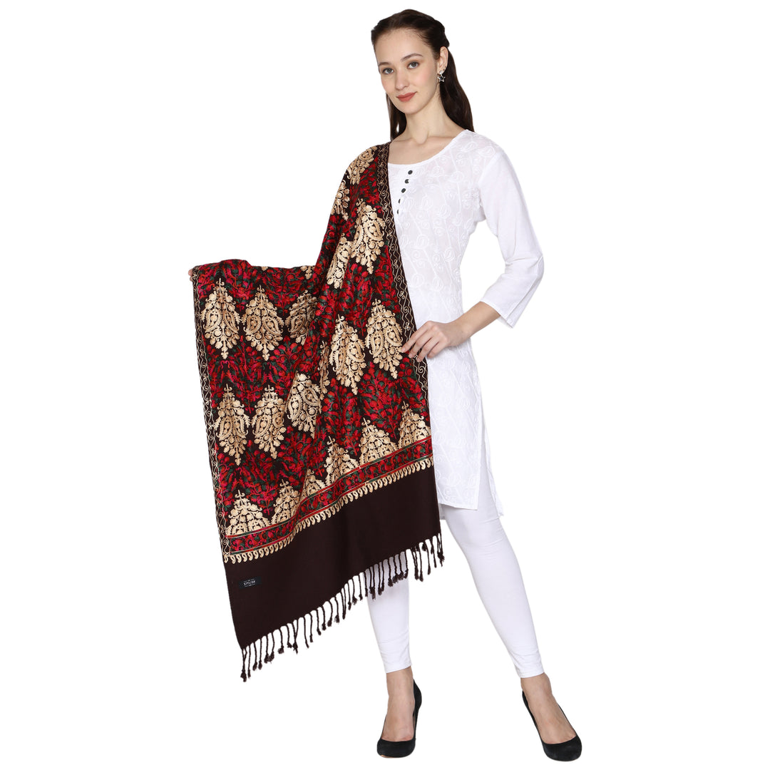 Women's Aari Embroidered Wool Stole