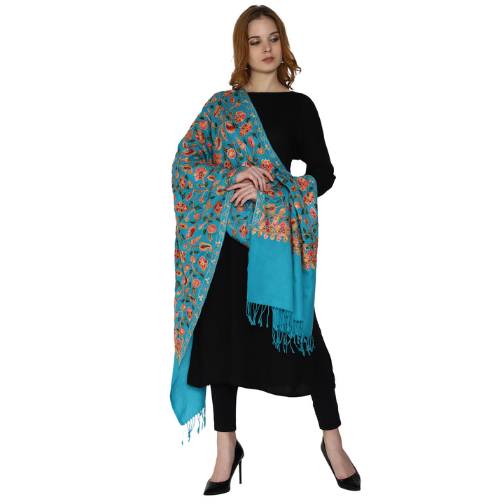 Women's Aari Embroidered Wool Stole