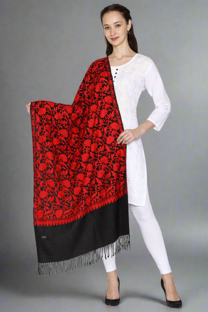 Women's Aari Embroidery Wool Stole