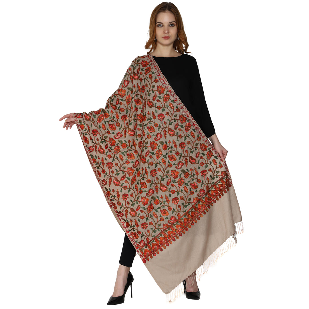 Women's Aari Embroidered Wool Stole