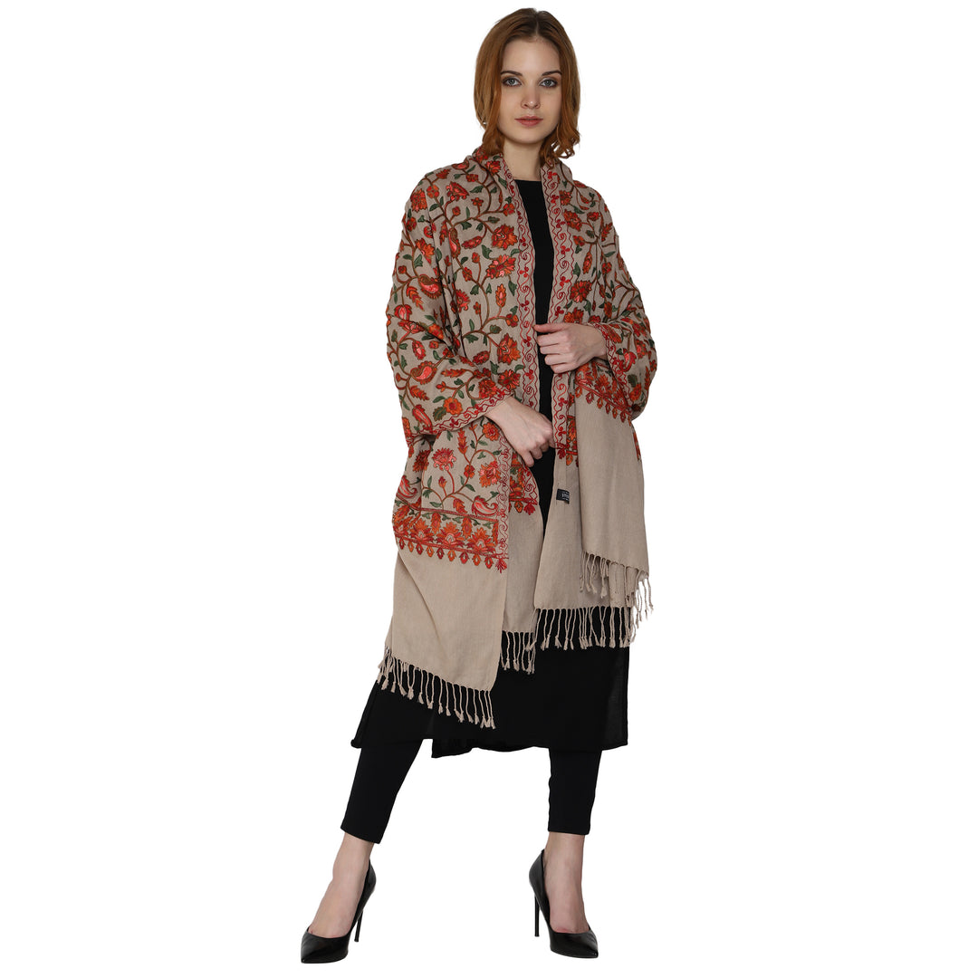 Women's Aari Embroidered Wool Stole