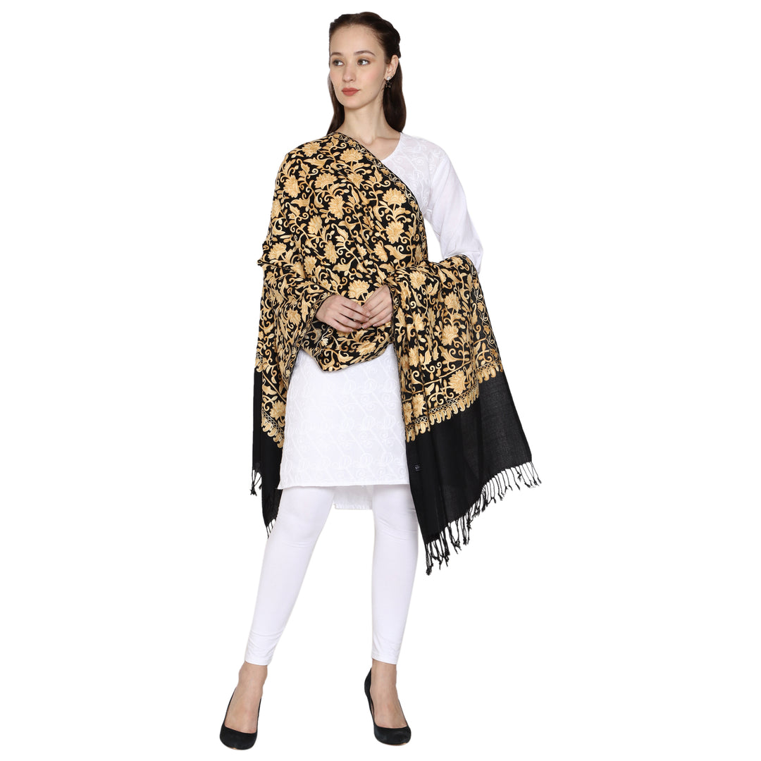 Women's Aari Embroidery Wool Stole