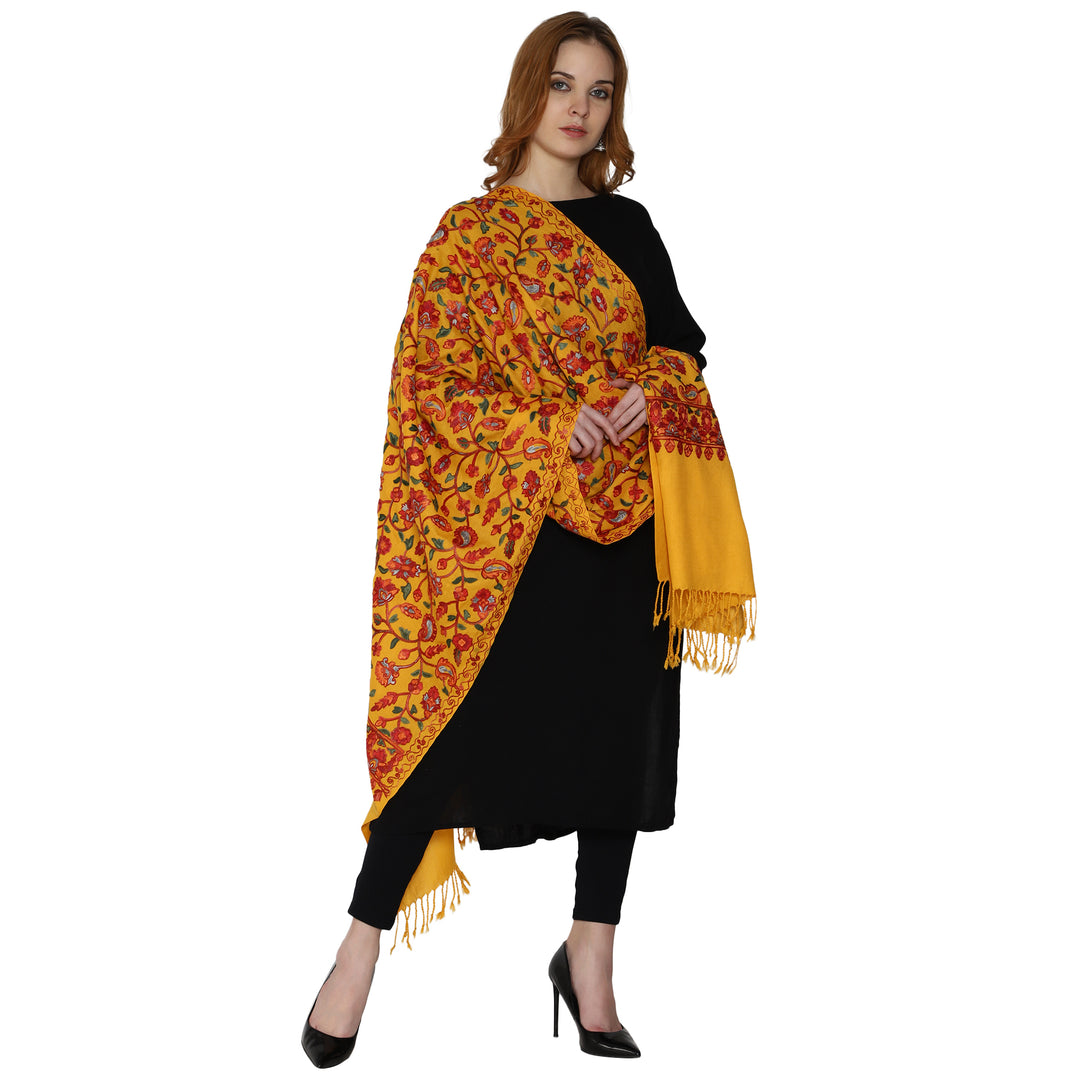 Women's Aari Embroidered Wool Stole