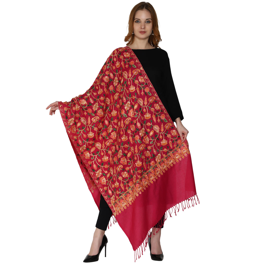 Women's Aari Embroidered Wool Stole