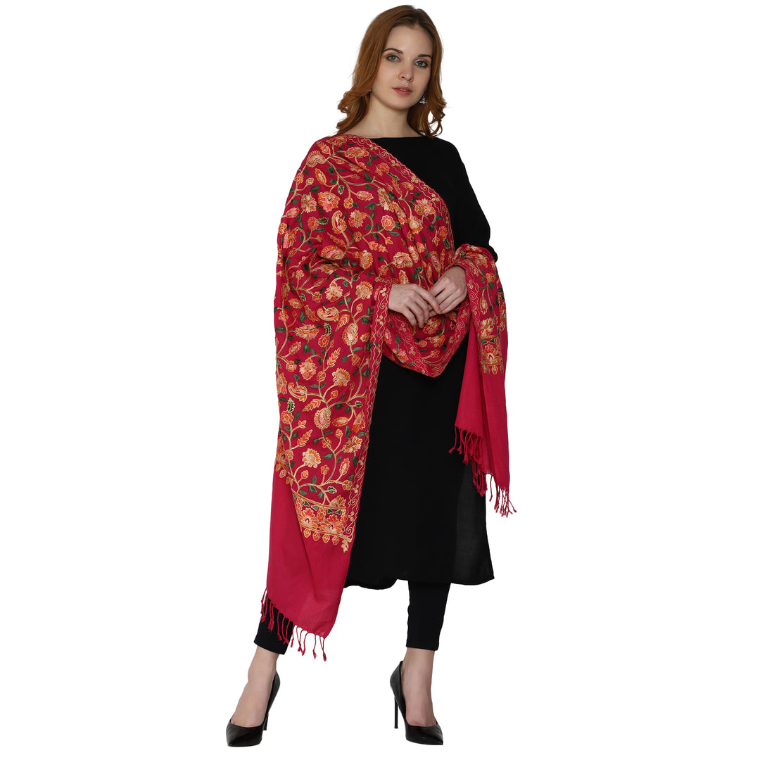 Women's Aari Embroidered Wool Stole