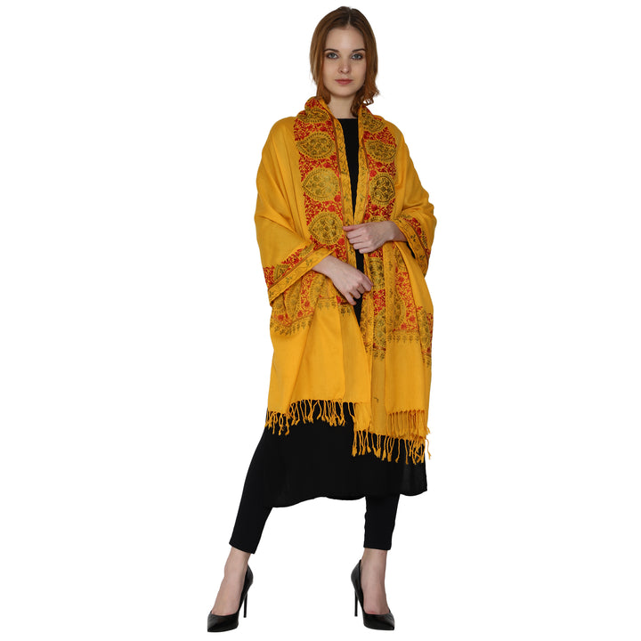 Women's Aari Embroidery Wool Stole