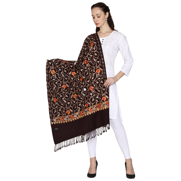 Women's Aari Embroidered Wool Stole