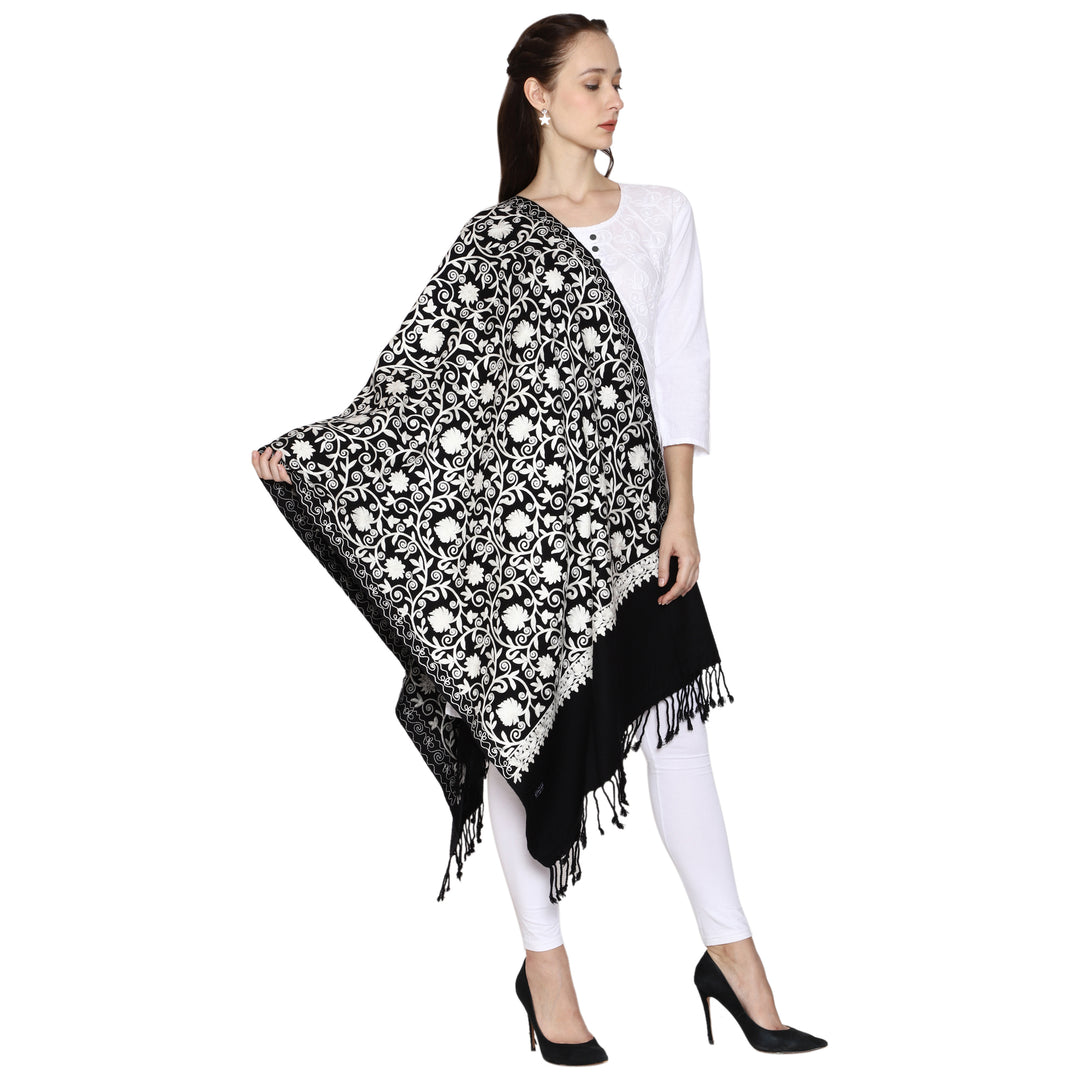Women's Aari Embroidered Wool Stole
