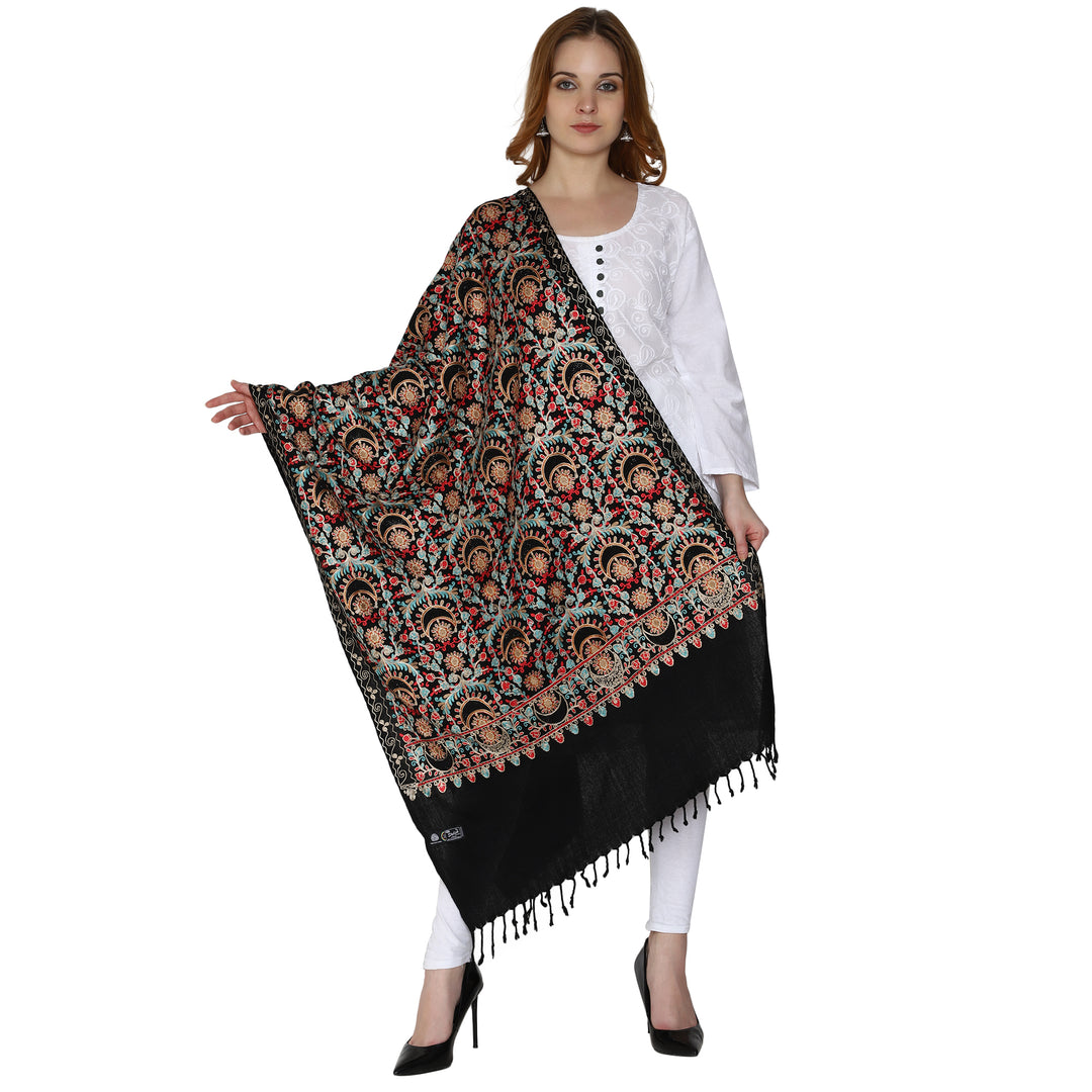 Women's Aari Embroidered Pure Wool Stole