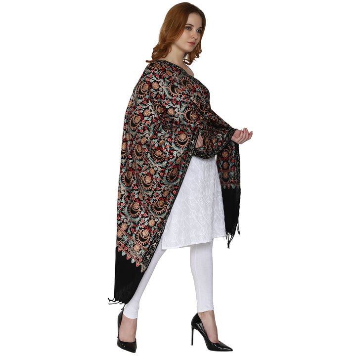 Women's Aari Embroidered Pure Wool Stole