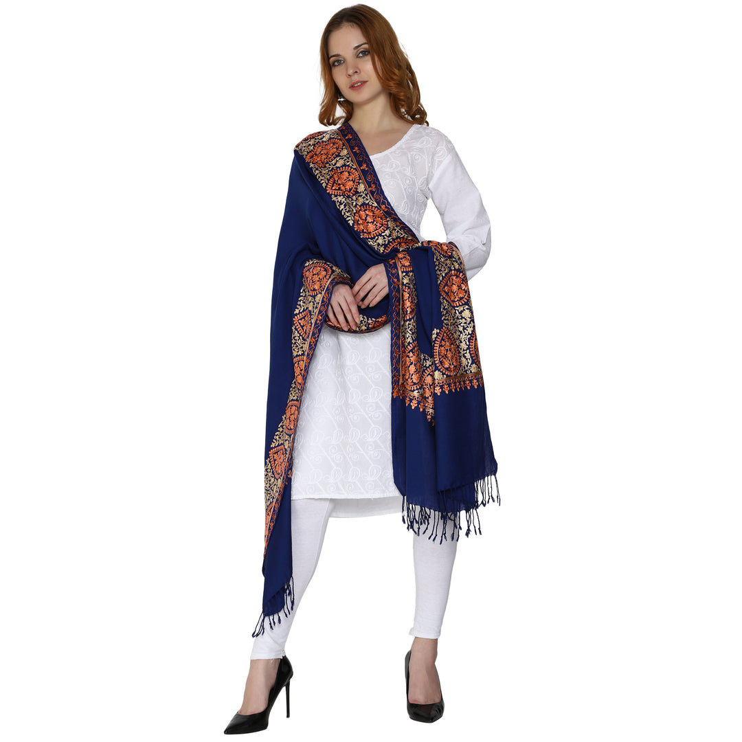 Women's Aari Embroidery Wool Stole