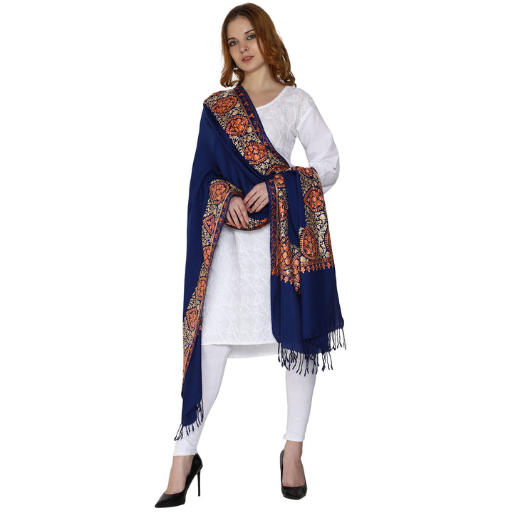 Women's Aari Embroidery Wool Stole