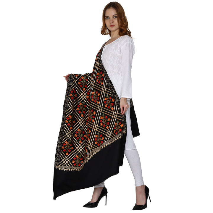Women's Aari Embroidered Wool Shawl