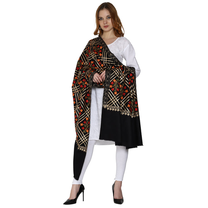 Women's Aari Embroidered Wool Shawl