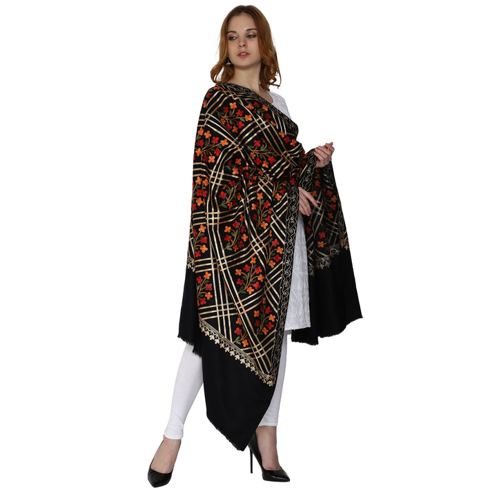 Women's Aari Embroidered Wool Shawl