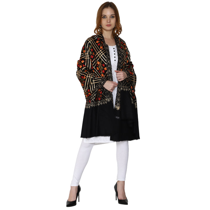 Women's Aari Embroidered Wool Shawl