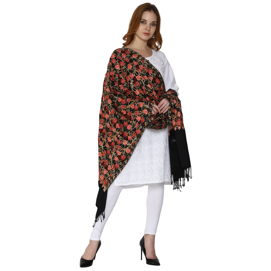 Women's Aari Embroidered Wool Stole