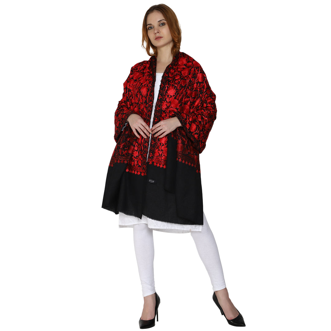 Women's Aari Embroidery Wool Shawl