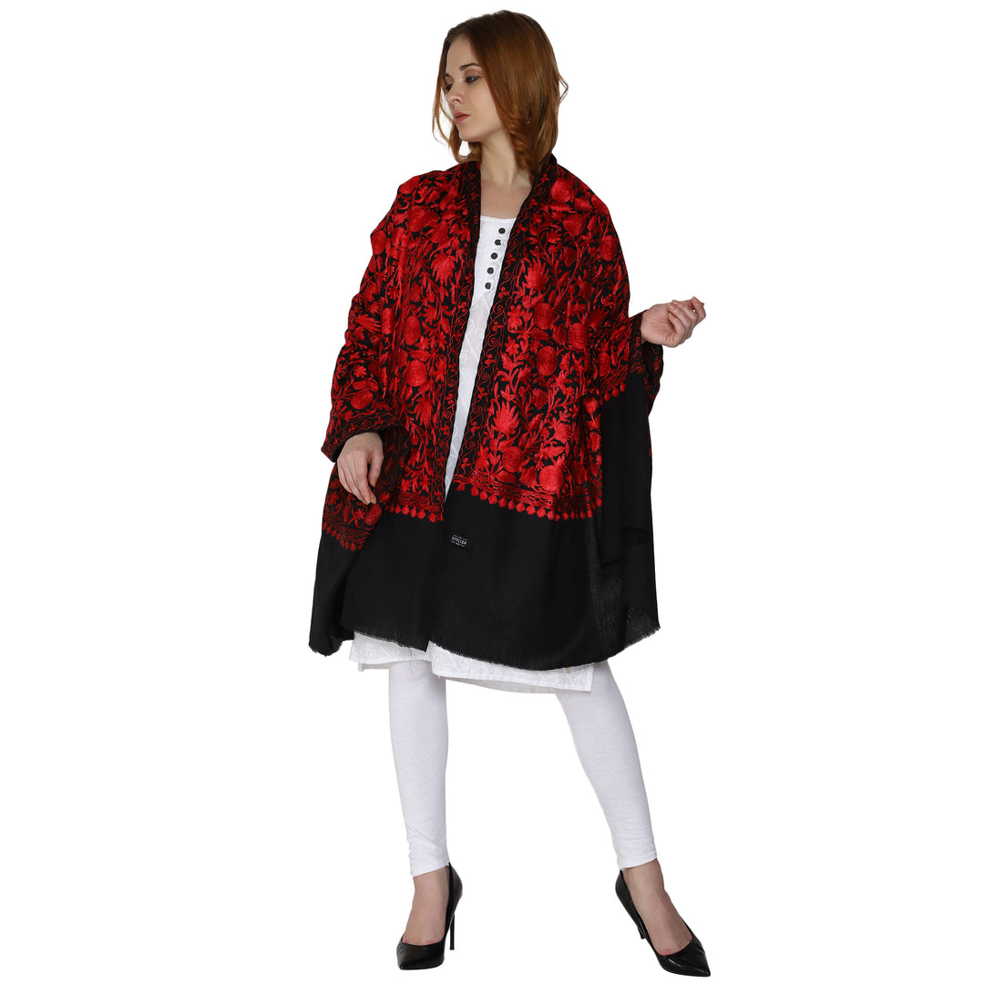Women's Aari Embroidery Wool Shawl