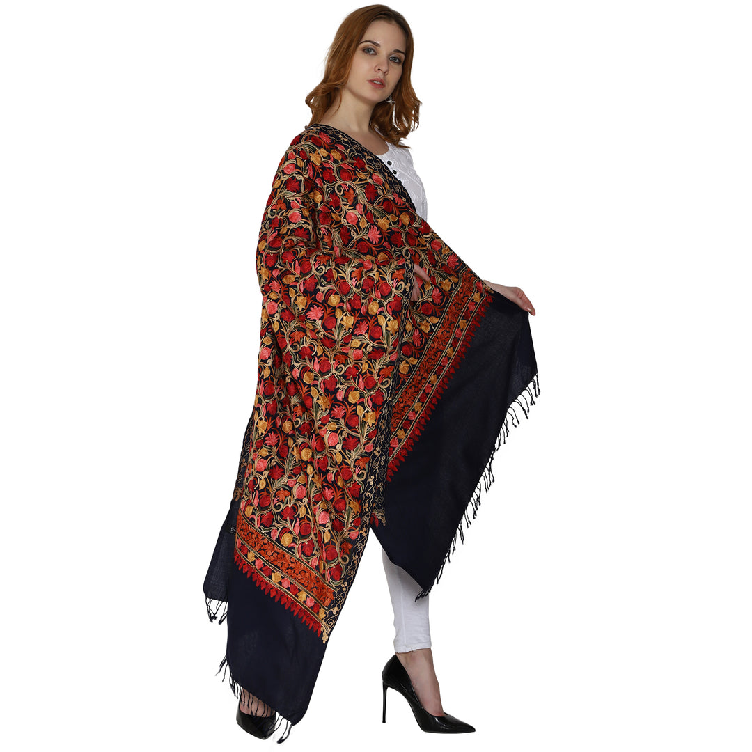 Women's Aari Embroidered Wool Stole