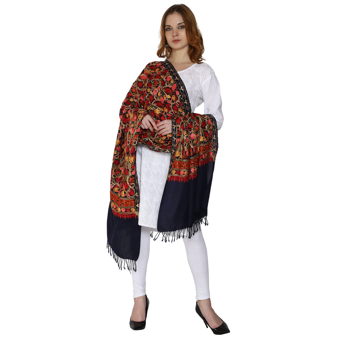 Women's Aari Embroidered Wool Stole