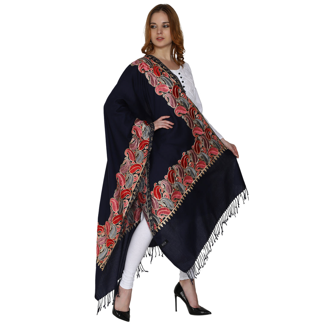 Women's Aari Embroidery Wool Stole