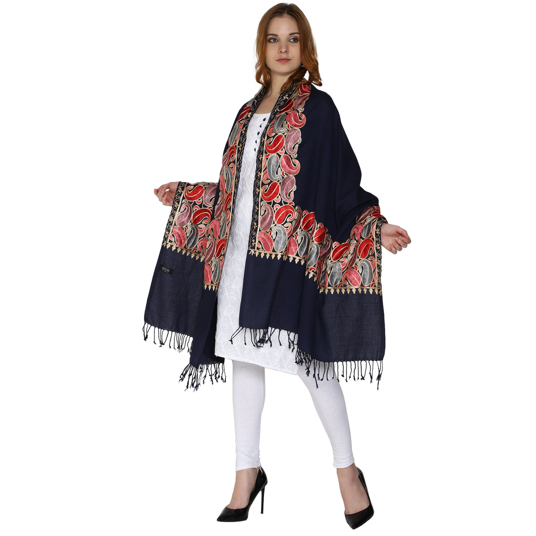 Women's Aari Embroidery Wool Stole