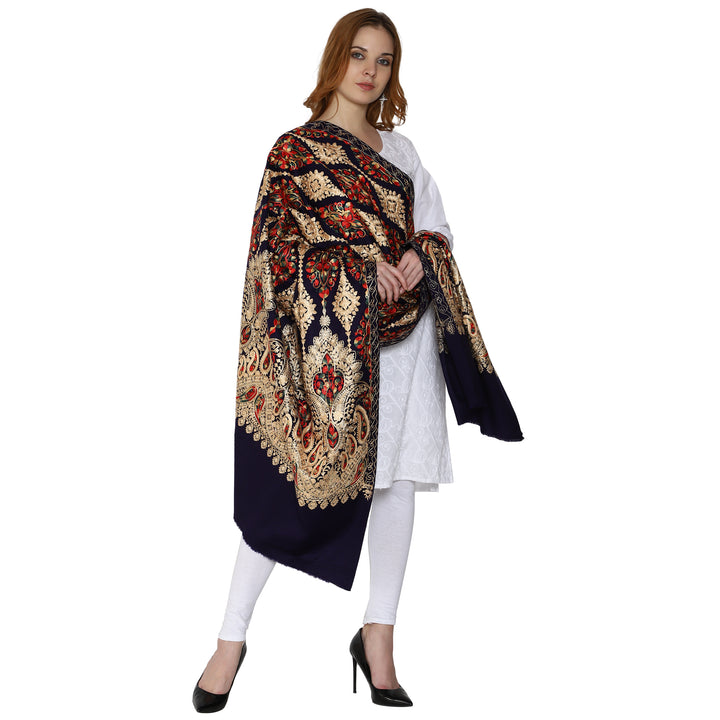 Women's Aari Embroidered Wool Shawl