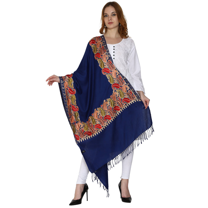 Women's Aari Embroidery Wool Stole