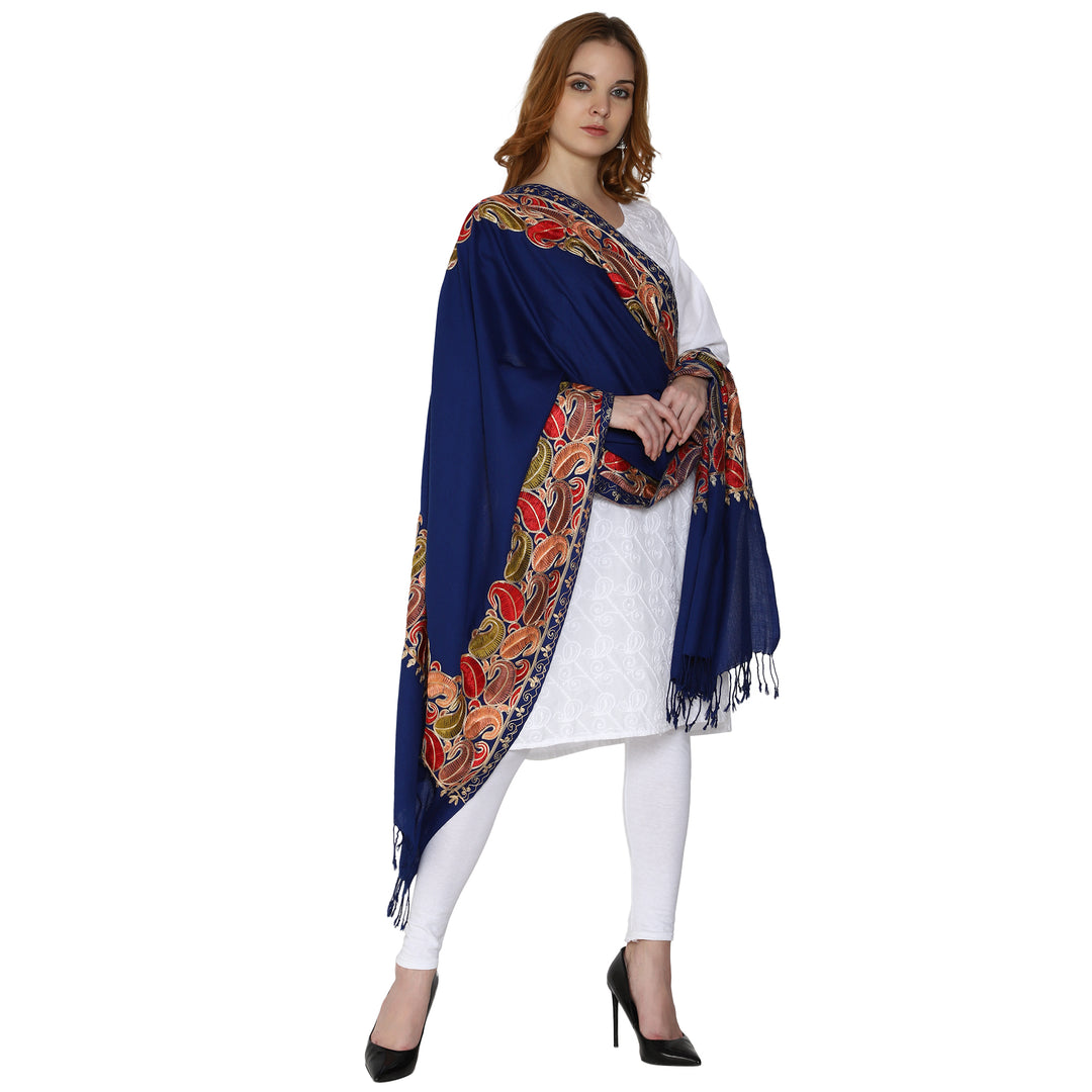 Women's Aari Embroidery Wool Stole