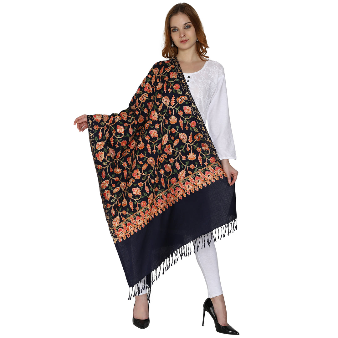 Women's Aari Embroidered Wool Stole