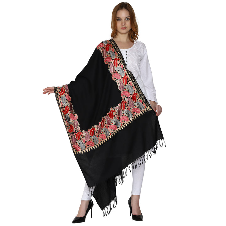 Women's Aari Embroidery Wool Stole