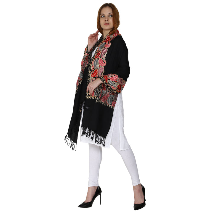 Women's Aari Embroidery Wool Stole