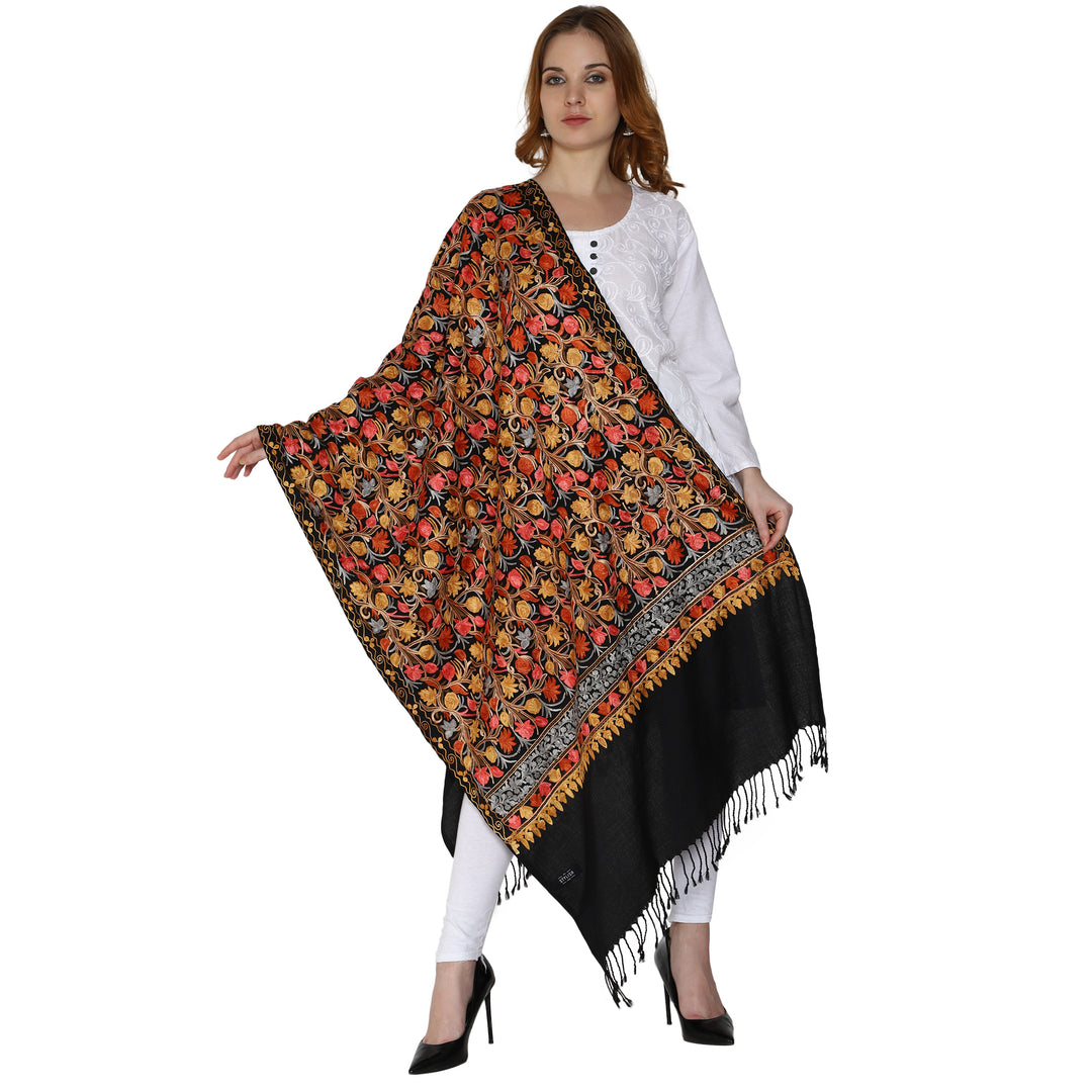 Women's Aari Embroidered Wool Stole