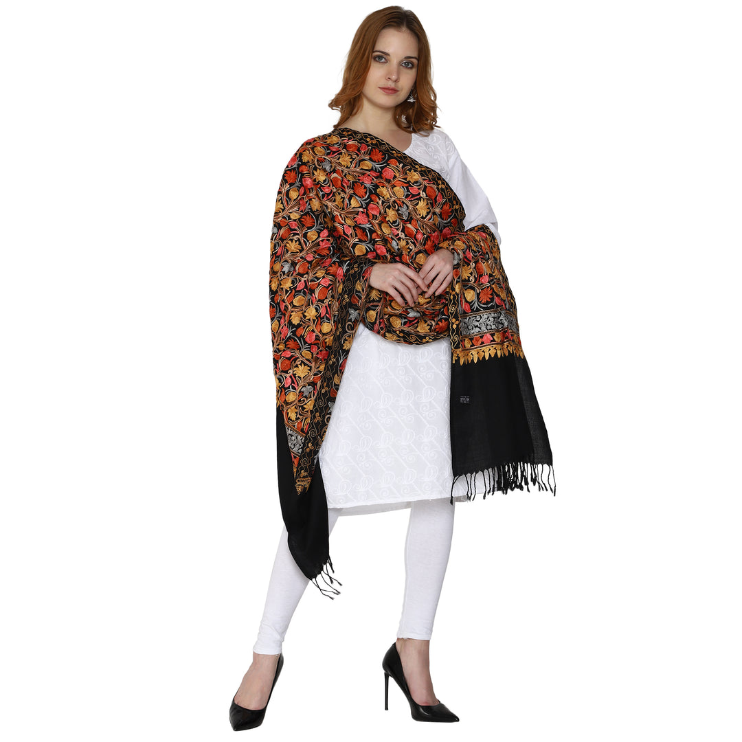 Women's Aari Embroidered Wool Stole