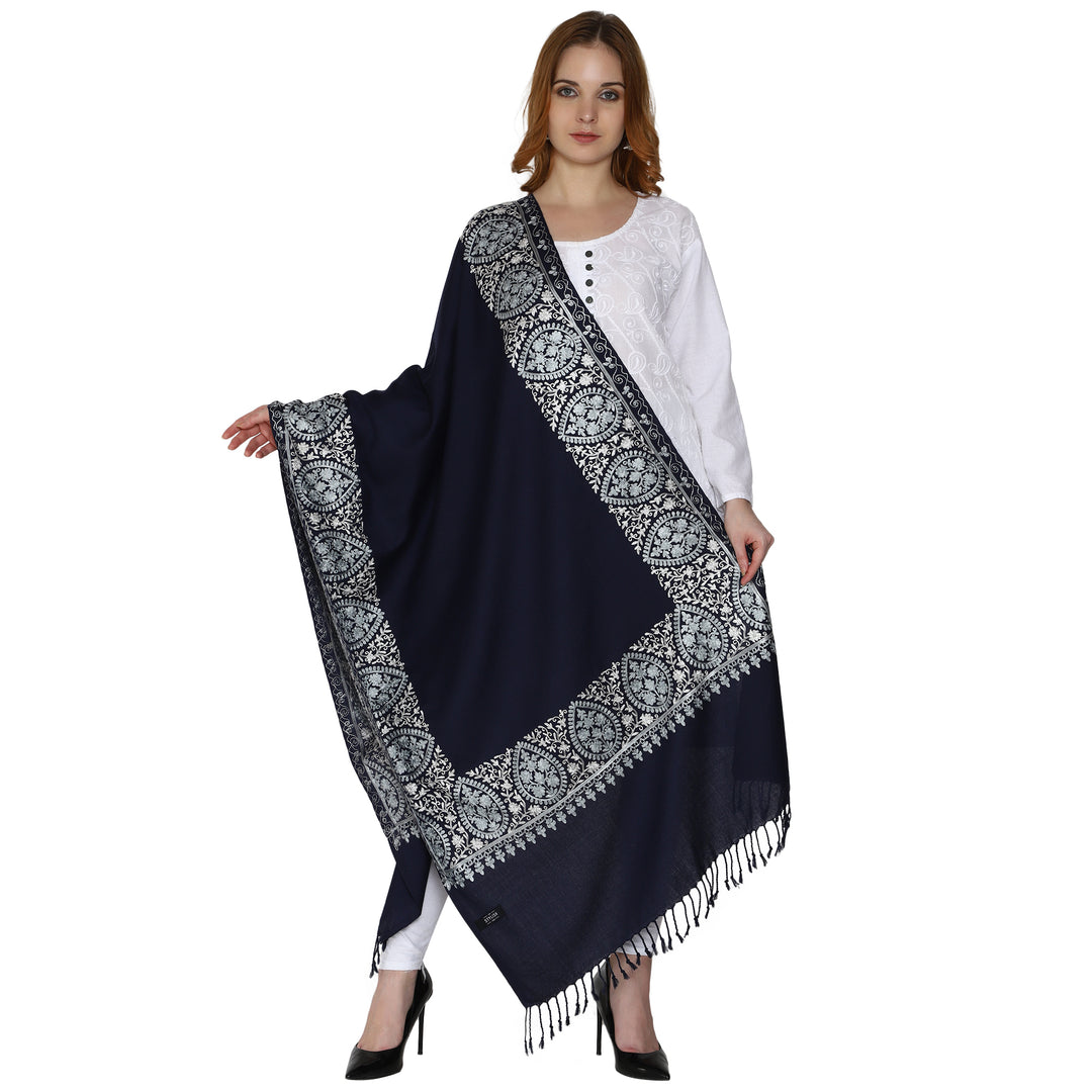 Women's Aari Embroidery Wool Stole