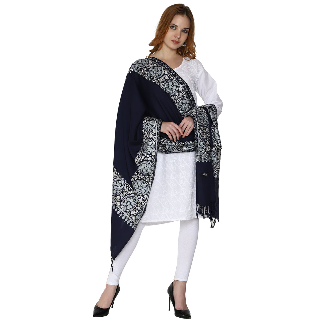 Women's Aari Embroidery Wool Stole